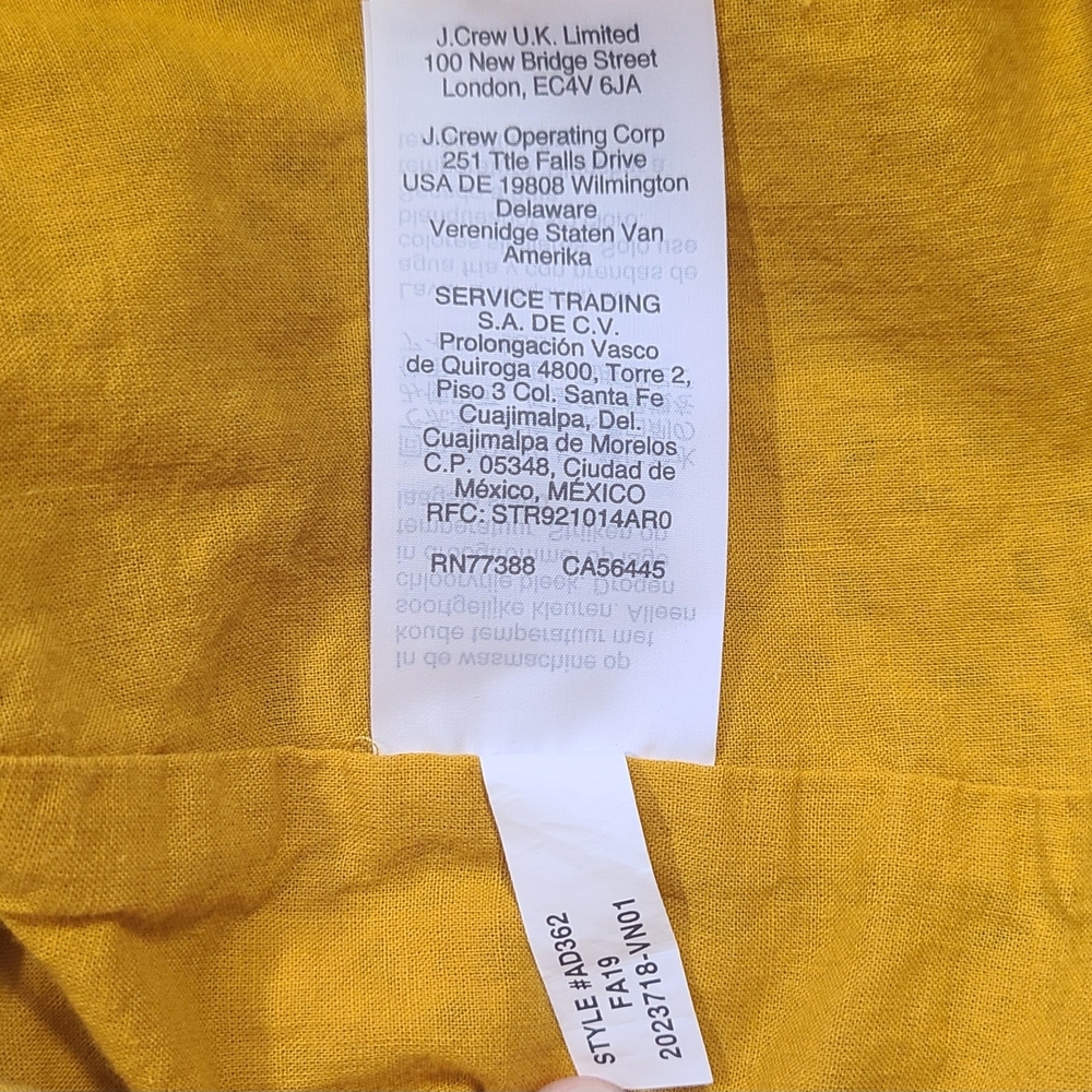 J.Crew Yellow Eyelet Peplum Top Button Front Cotton Blouse Sz 10 Summer - Picture 6 of 12